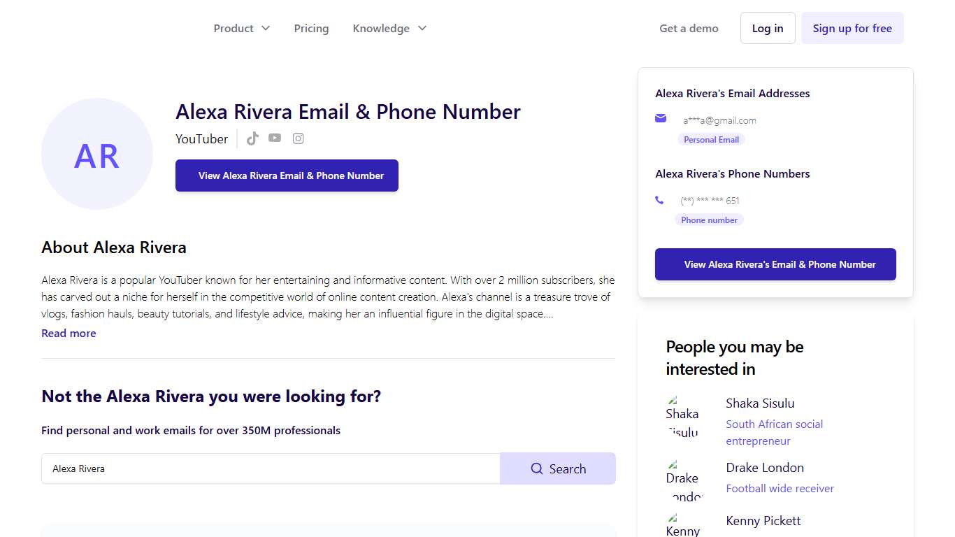 Alexa Rivera Email & Phone Number YouTuber - ContactOut